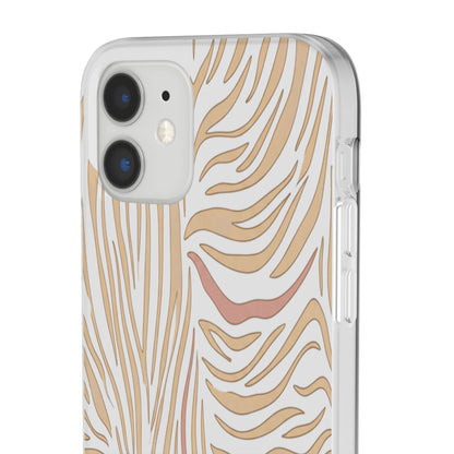 Neutral Zebra Print Flexi Case — Beige & Rose Gold Animal Pattern Phone Cover