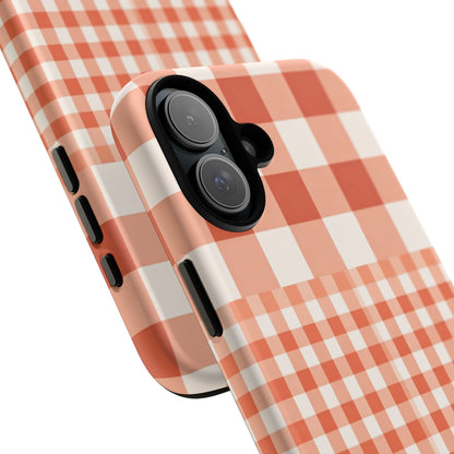 Buffalo Check Tough Phone Case — Orange Gingham Protective Cover