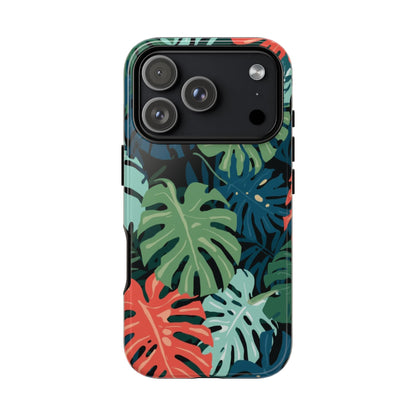 Tropical Monstera Phone Case — Colorful Leaf Protective Tough Case