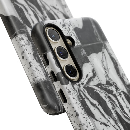 Monochrome Tile Floral Tough Phone Case