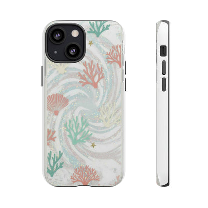 Seafoam Coral Tough Phone Case - Pastel Ocean Wave Design