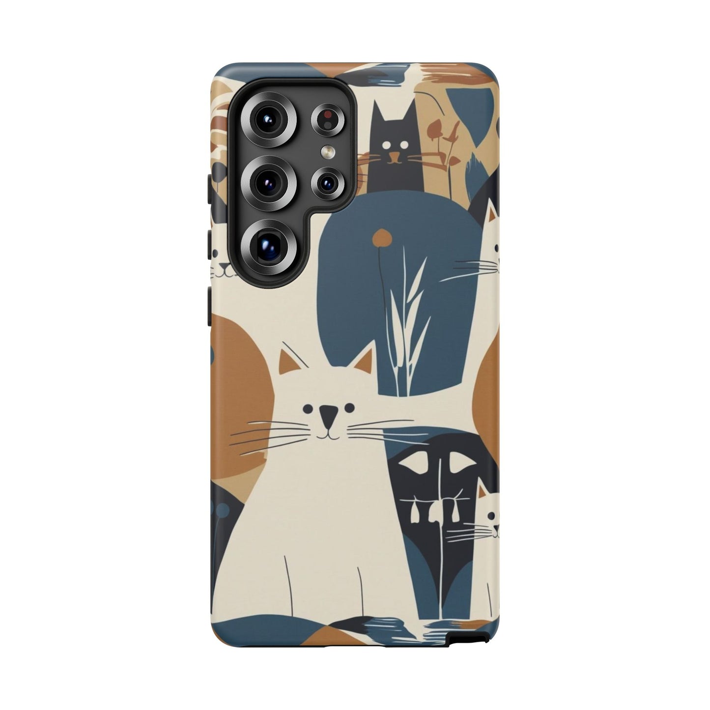 Cat Pattern Phone Case – Retro Abstract Cats Protective iPhone Cover