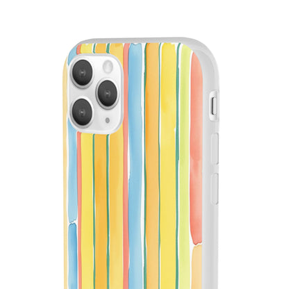Watercolor Stripe Phone Case — Bright Pastel Vertical Stripes Protective Flexi Case