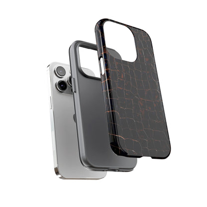 Croc-Embossed Tough Phone Case — Shockproof Black Alligator Texture