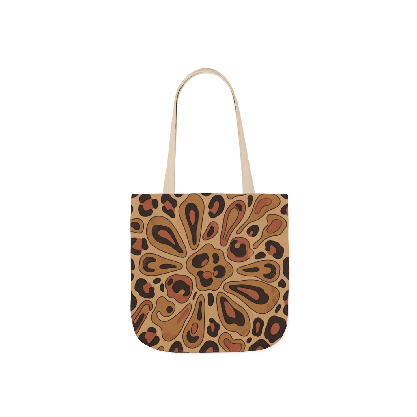 Leopard Mandala Canvas Tote — Brown Retro Animal Print Tote Bag