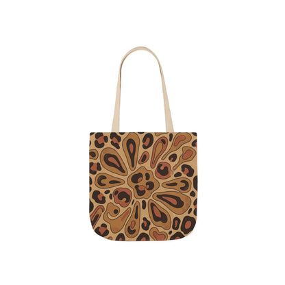 Leopard Mandala Canvas Tote — Brown Retro Animal Print Tote Bag