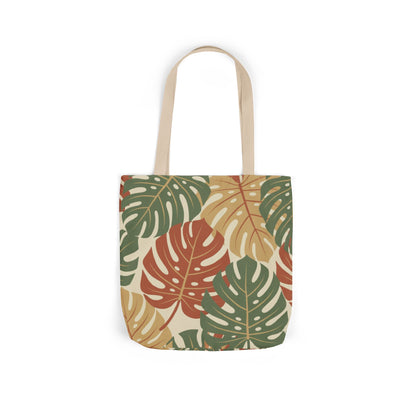 Tropical Monstera Canvas Tote Bag – Earthy Leaf Pattern Eco Shopper