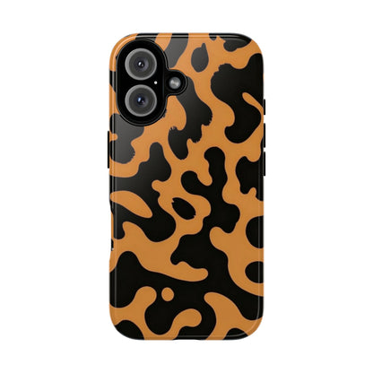 Leopard Print Phone Case — Orange & Black Tough Pattern Protective Cover