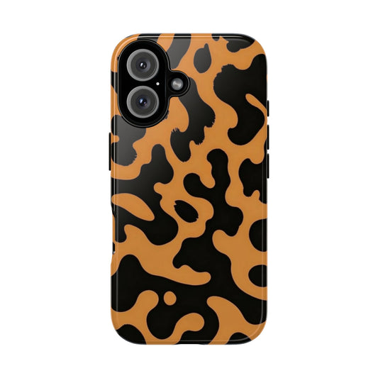 Leopard Print Phone Case — Orange & Black Tough Pattern Protective Cover