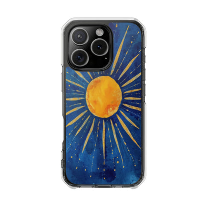 Sunburst Sky Magnetic Clear Phone Case — Protective Artistic Sun Design