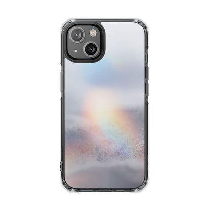 Clear Magnetic Impact Phone Case — Shockproof Transparent Case with Holographic Rainbow Accent