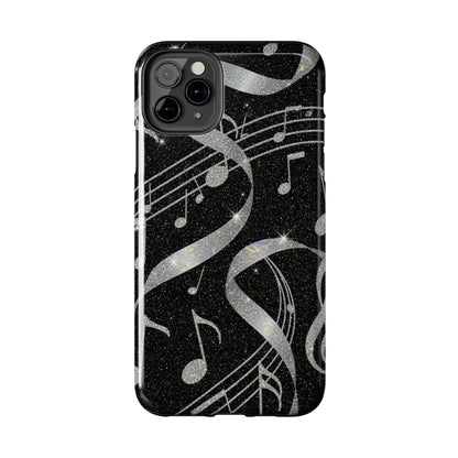 Musical Notes Tough Phone Case – Glitter Black Musician Phone Cover