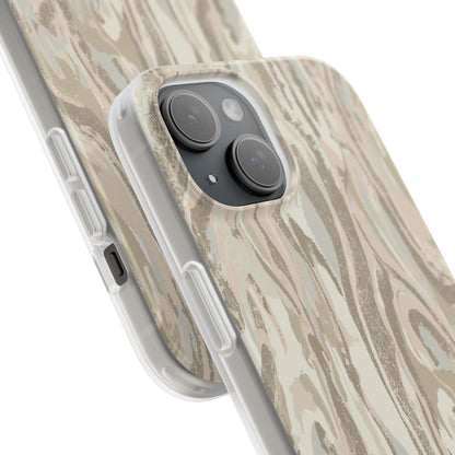 Neutral Marble Swirl Flexi Phone Case — Beige Abstract Protective Cover