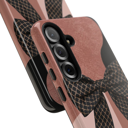 Bow Stripe Tough Phone Case – Pink Mauve Protective Cover
