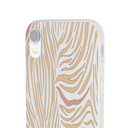 Neutral Zebra Print Flexi Case — Beige & Rose Gold Animal Pattern Phone Cover