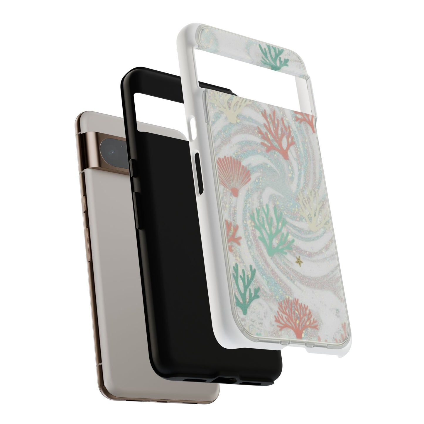 Seafoam Coral Tough Phone Case - Pastel Ocean Wave Design