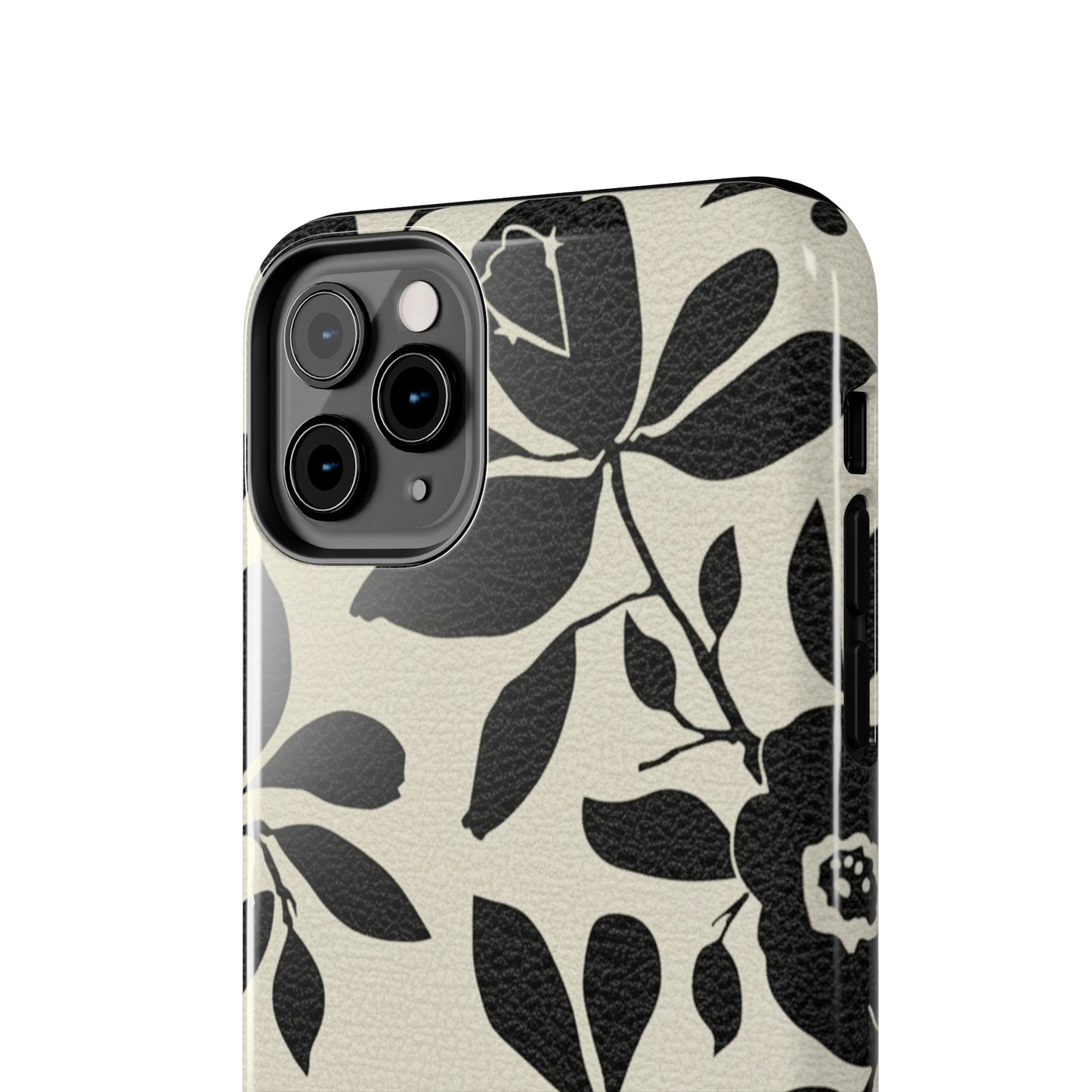 Tough Phone Case — Black Floral Silhouette Protective Cover