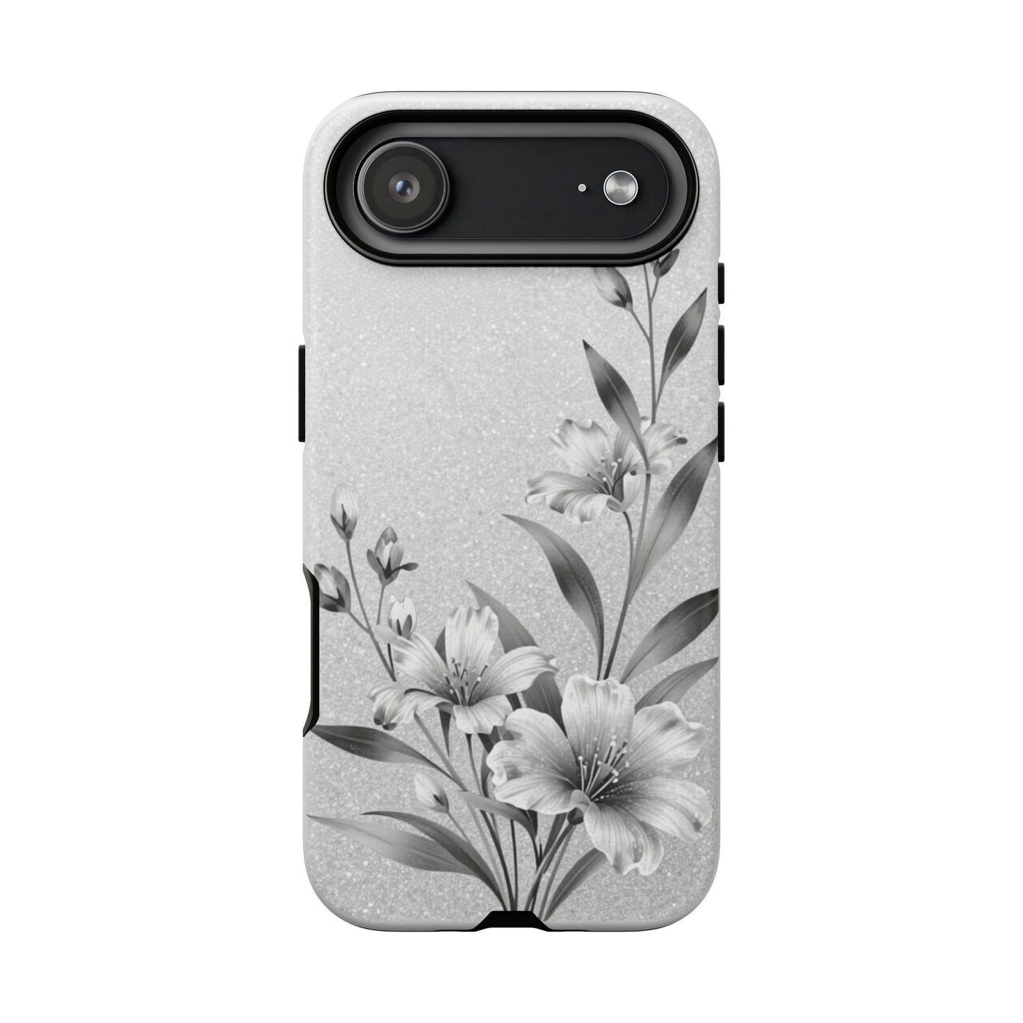 Floral Monochrome Phone Case — Elegant Black & White Lily Design