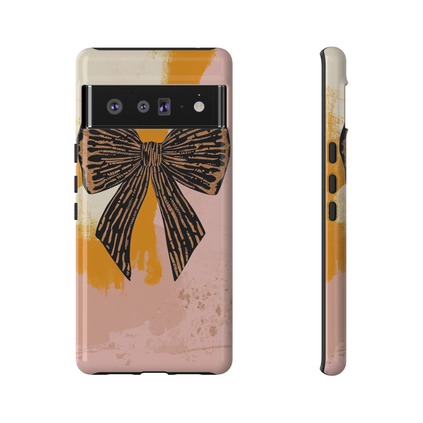 Bow Brushstroke Tough Phone Case — Pink & Mustard