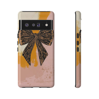 Bow Brushstroke Tough Phone Case — Pink & Mustard
