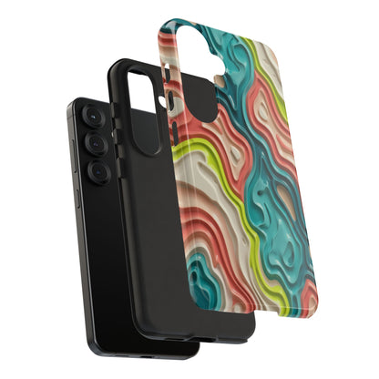 Abstract Contour Phone Case — Colorful Topographic Pattern Tough Case