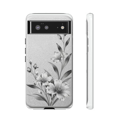 Floral Monochrome Phone Case — Elegant Black & White Lily Design
