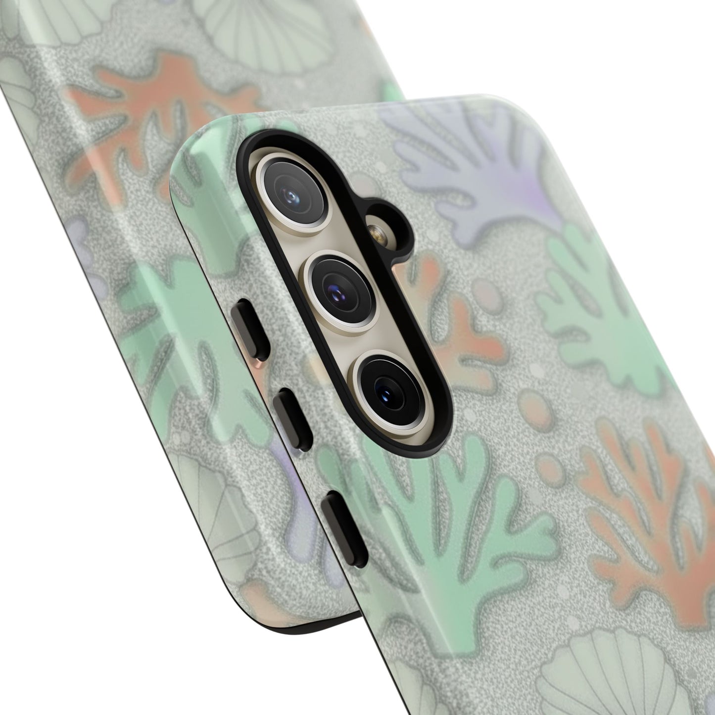 Pastel Coral Reef Tough Phone Case – Sea Shell & Coral Pattern Durable Protector