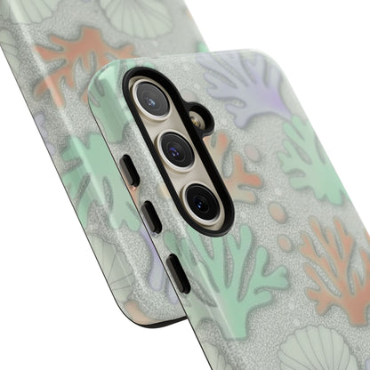 Pastel Coral Reef Tough Phone Case – Sea Shell & Coral Pattern Durable Protector