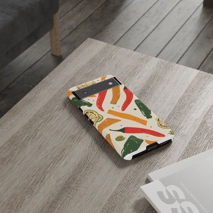 Spicy Peppers Phone Case – Colorful Chili, Lime & Citrus Pattern
