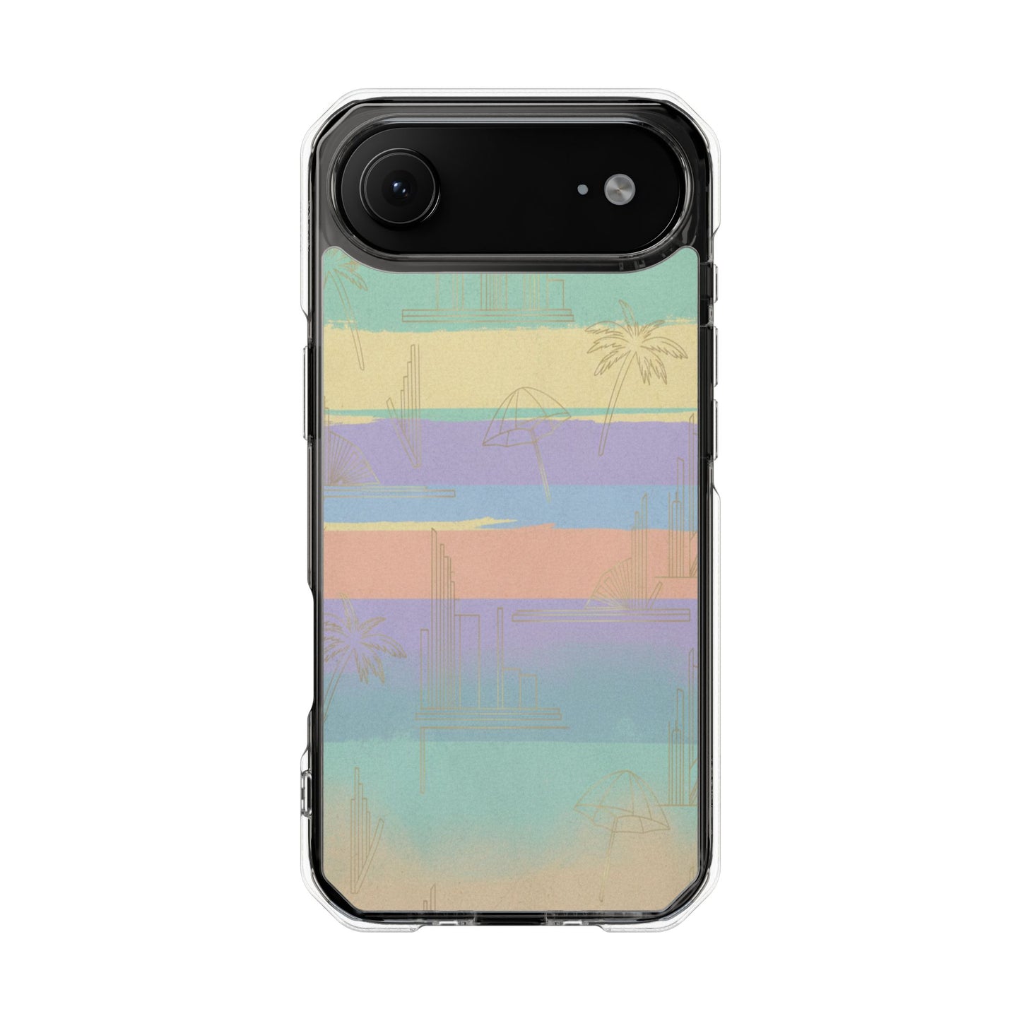 Pastel Stripe Clear Magnetic Impact Phone Case — Retro Beach Vibes