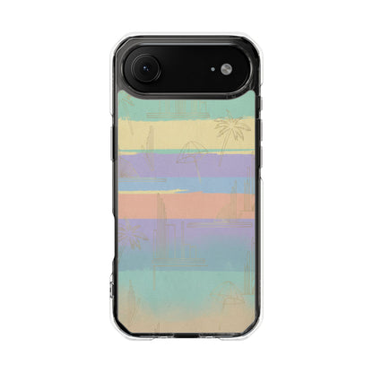 Pastel Stripe Clear Magnetic Impact Phone Case — Retro Beach Vibes