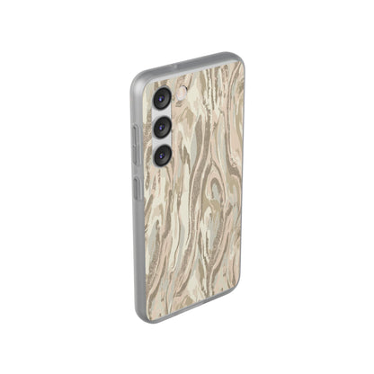 Neutral Marble Swirl Flexi Phone Case — Beige Abstract Protective Cover