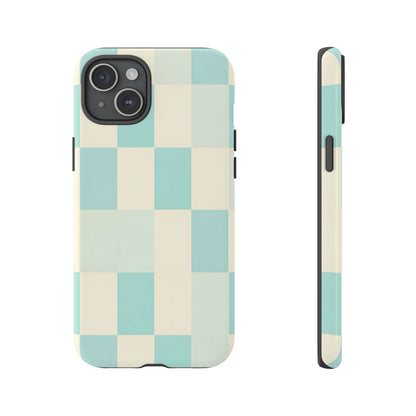 Pastel Checkerboard Tough Case – Mint & Cream Protective Phone Cover