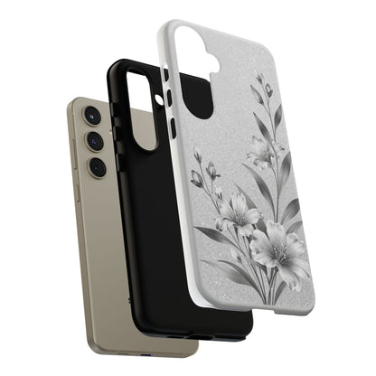 Floral Monochrome Phone Case — Elegant Black & White Lily Design