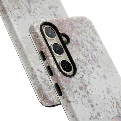 Butterfly Glitter Tough Phone Case — Floral Sparkle Protective Case