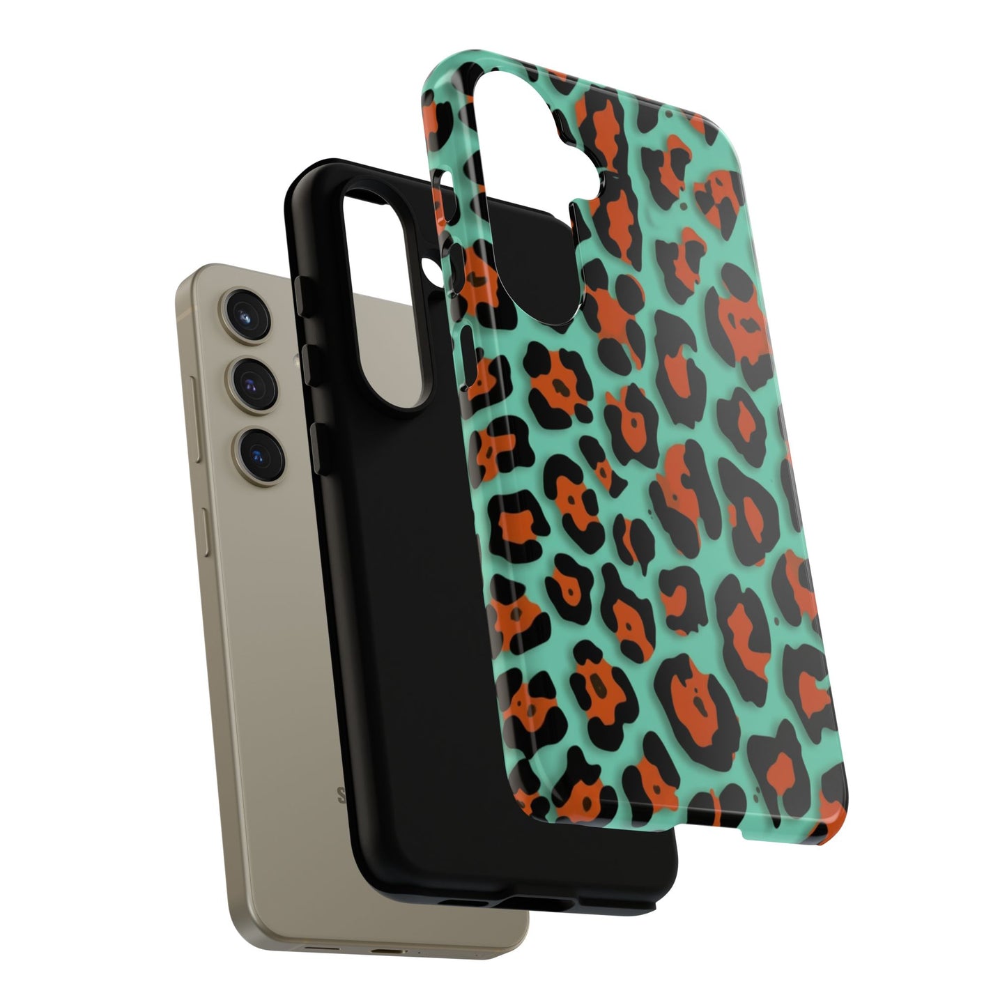 Teal & Rust Leopard Phone Case — Tough Protective Animal Print