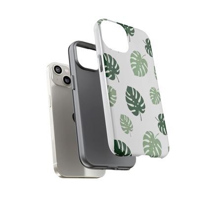 Monstera Leaf Tough Phone Case – Tropical Green Palm Pattern Protective Cover