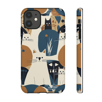 Cat Pattern Phone Case – Retro Abstract Cats Protective iPhone Cover