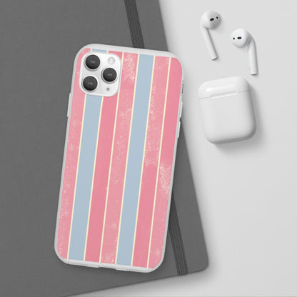 Striped Pink & Blue Phone Case — Retro Pastel Flexi Case