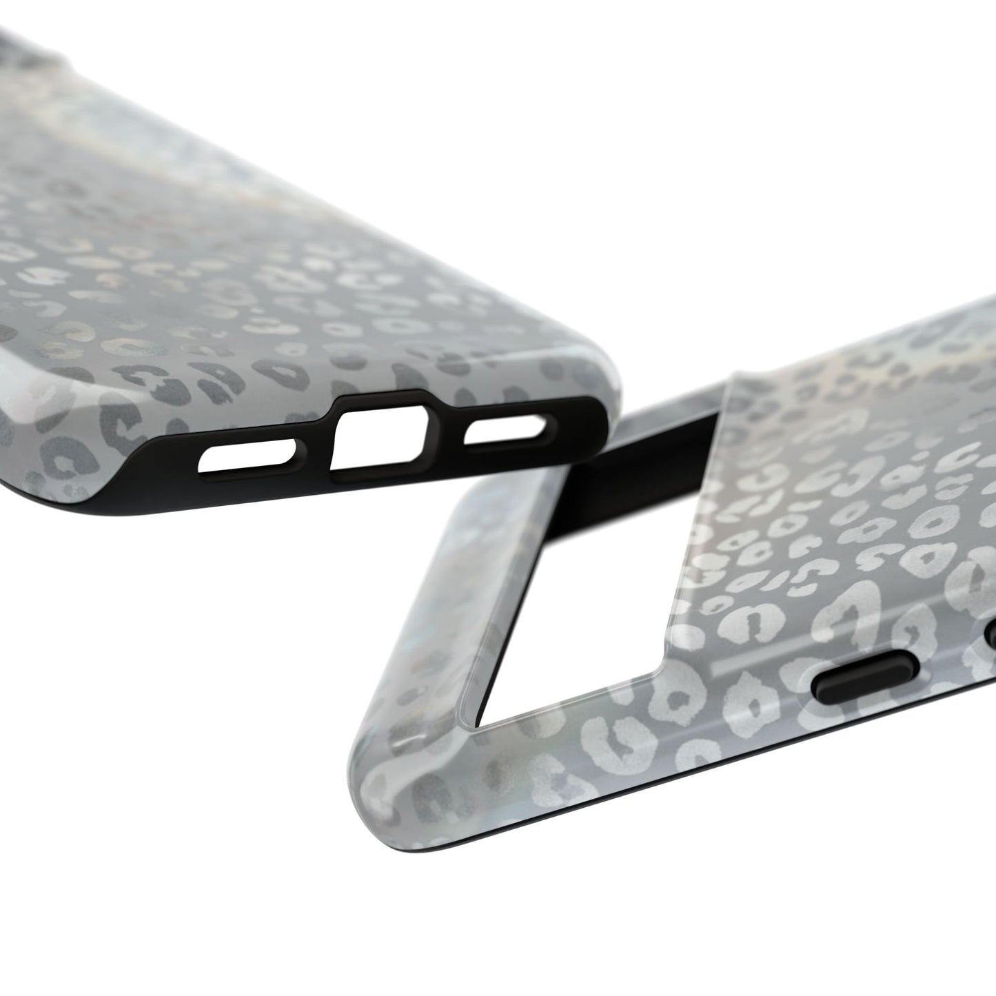 Grey Leopard Print Tough Phone Case — Durable Protective iPhone Cover