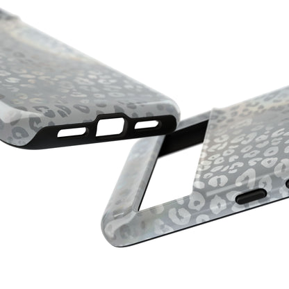 Grey Leopard Print Tough Phone Case — Durable Protective iPhone Cover