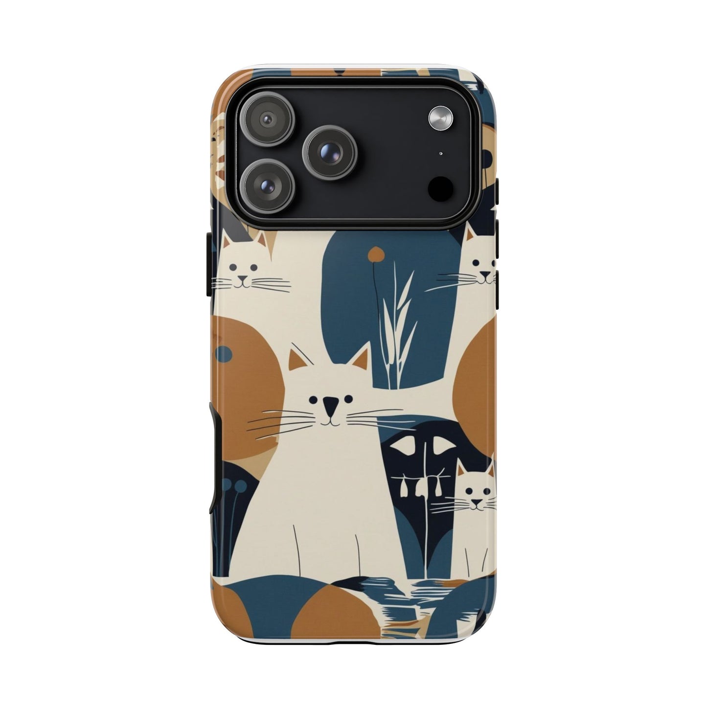 Cat Pattern Phone Case – Retro Abstract Cats Protective iPhone Cover