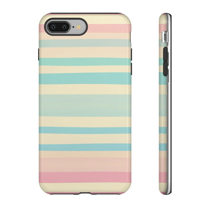 Pastel Striped Tough Phone Case – Protective Retro Rainbow Design