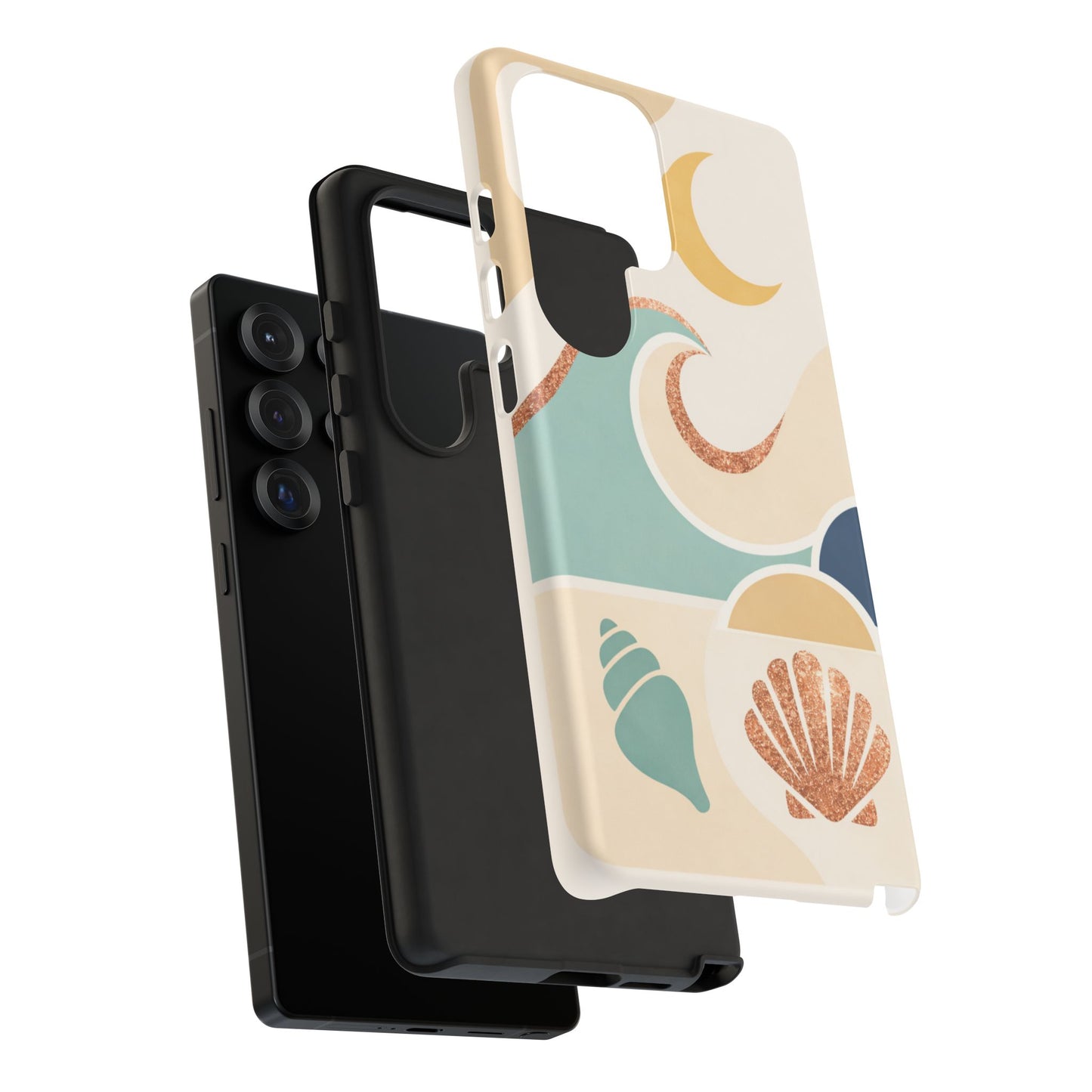 Sea Breeze Tough Phone Case — Retro Waves & Shells Design