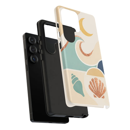 Sea Breeze Tough Phone Case — Retro Waves & Shells Design