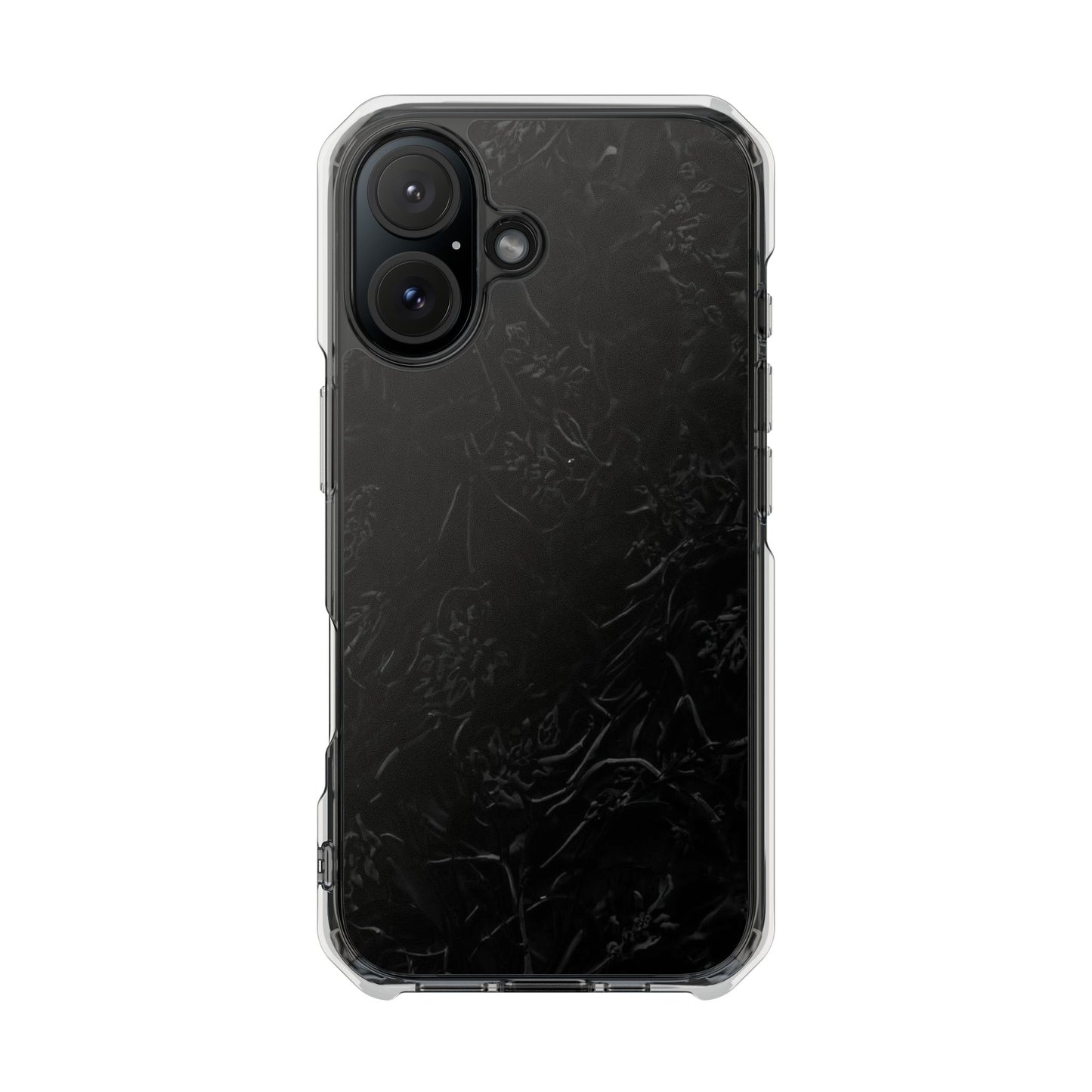 Magnetic Impact Phone Case — Black Floral Design