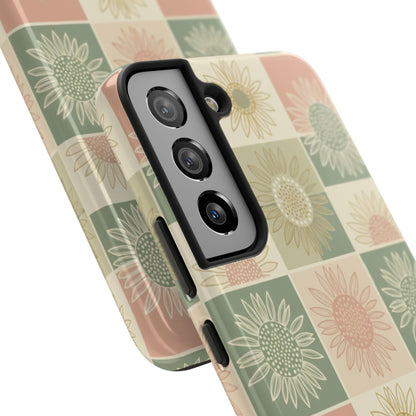 Copy of Sunflower Check iPhone Tough Phone Case — Retro Pastel Floral Protective Cover