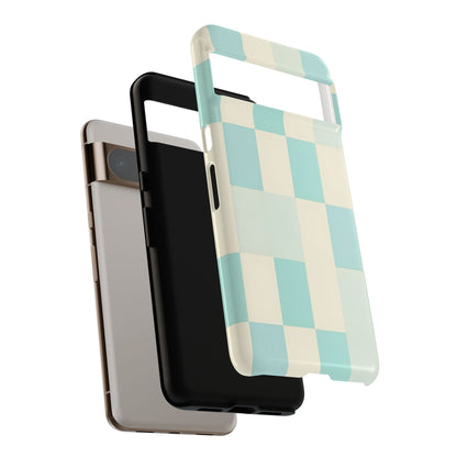 Pastel Checkerboard Tough Case – Mint & Cream Protective Phone Cover