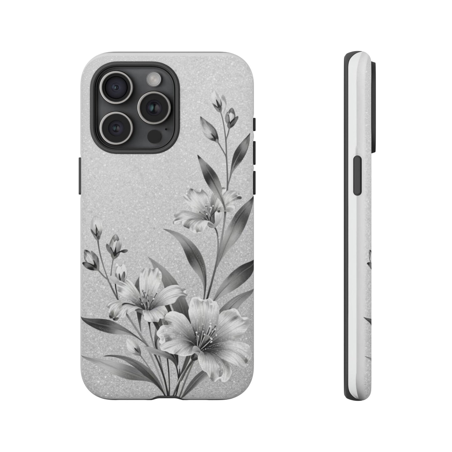 Floral Monochrome Phone Case — Elegant Black & White Lily Design