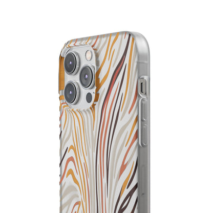 Marbled Neutral Stripe Phone Case — Abstract Beige & Terracotta Flexi Case